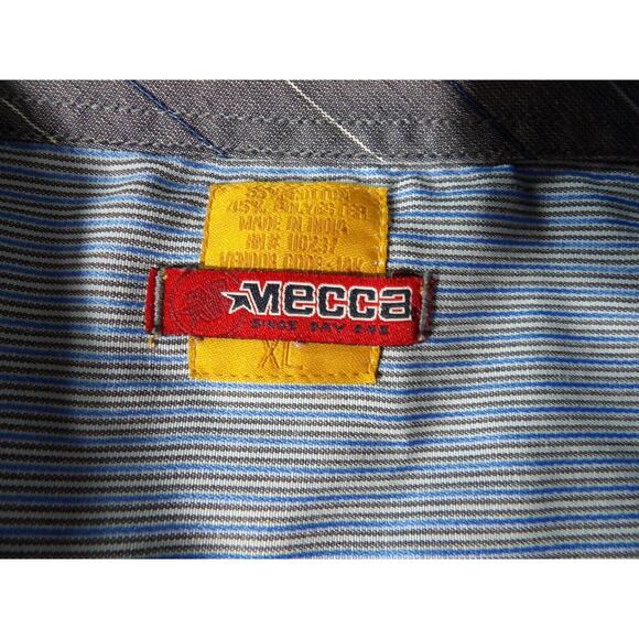 Mecca Since Day One Shirt Mens XL Western Stripes Blue Collar Button Down - Picture 3 of 13